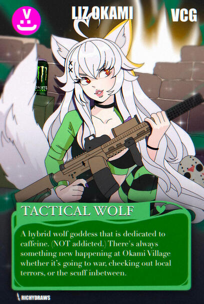 Liz Okami A hybrid wolf goddess that is dedicated to caffeine (NOT addicted.) There's always something new happening at Okami Village whether it's going to war, checking out local terrors, or the scuff inbetween.
